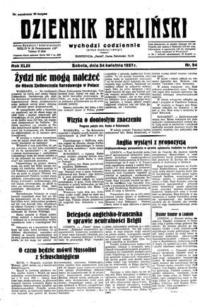 Dziennik Berliński vom 24.04.1937