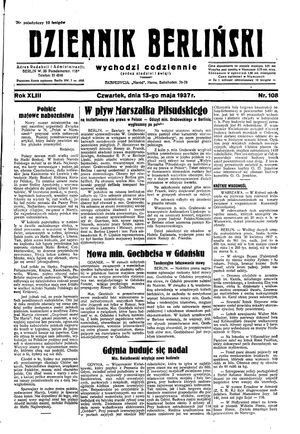 Dziennik Berliński on May 13, 1937