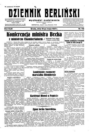 Dziennik Berliński vom 19.05.1937