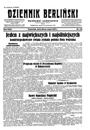 Dziennik Berliński vom 20.05.1937