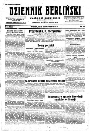 Dziennik Berliński vom 05.04.1938