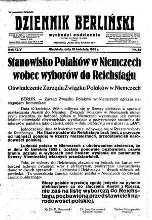 Dziennik Berliński on Apr 10, 1938