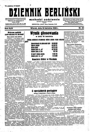 Dziennik Berliński vom 12.04.1938