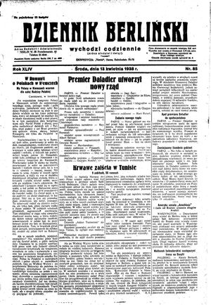 Dziennik Berliński vom 13.04.1938