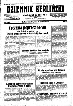 Dziennik Berliński vom 18.04.1938