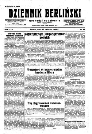 Dziennik Berliński vom 23.04.1938