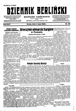 Dziennik Berliński vom 04.05.1938