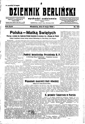 Dziennik Berliński on May 8, 1938