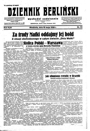 Dziennik Berliński on May 15, 1938