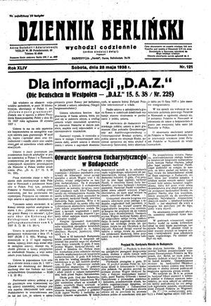 Dziennik Berliński vom 28.05.1938