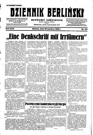 Dziennik Berliński vom 18.06.1938