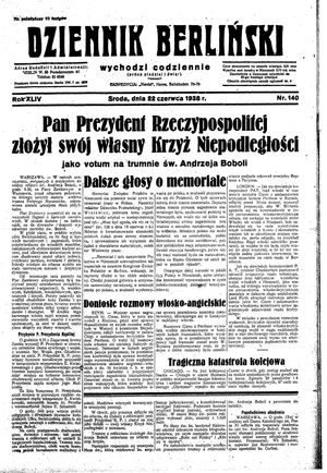 Dziennik Berliński vom 22.06.1938