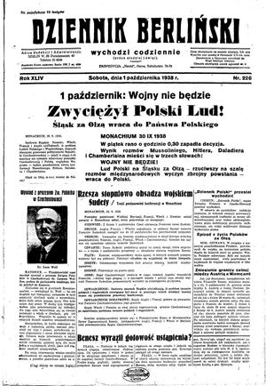 Dziennik Berliński vom 01.10.1938
