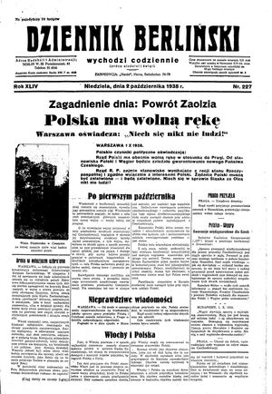 Dziennik Berliński vom 02.10.1938