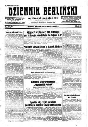 Dziennik Berliński vom 18.10.1938