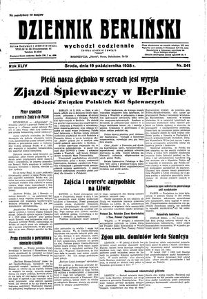 Dziennik Berliński vom 19.10.1938