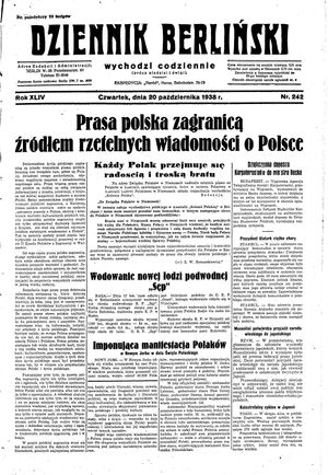 Dziennik Berliński vom 20.10.1938