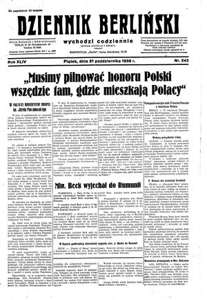 Dziennik Berliński vom 21.10.1938