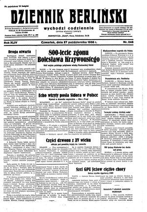 Dziennik Berliński vom 27.10.1938