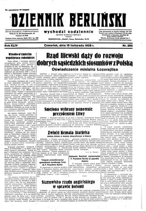 Dziennik Berliński on Nov 18, 1938