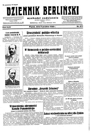 Dziennik Berliński vom 02.12.1938