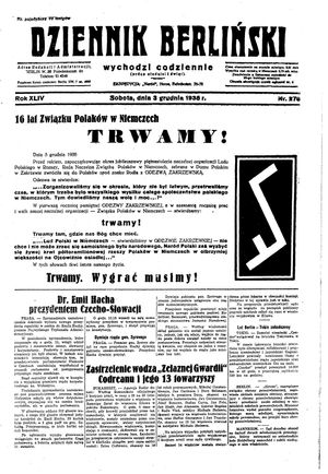Dziennik Berliński on Dec 3, 1938