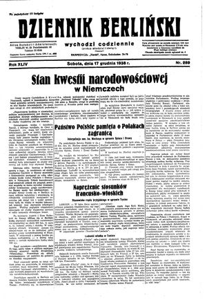 Dziennik Berliński vom 17.12.1938
