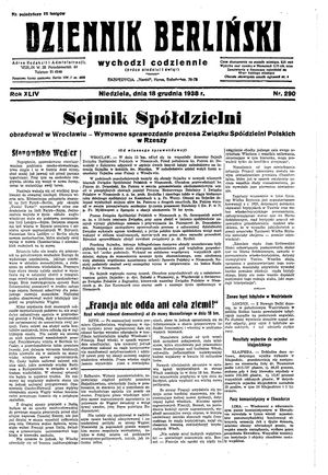 Dziennik Berliński vom 18.12.1938