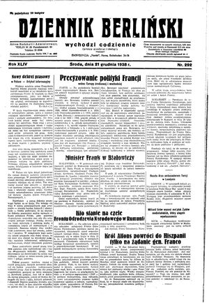 Dziennik Berliński vom 21.12.1938