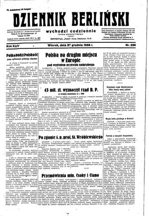 Dziennik Berliński vom 27.12.1938
