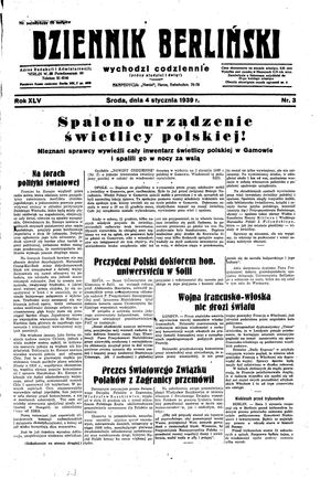 Dziennik Berliński vom 04.01.1939