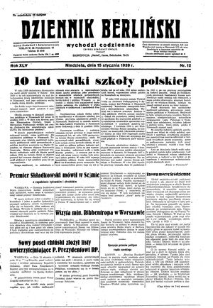Dziennik Berliński vom 15.01.1939