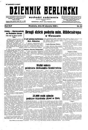 Dziennik Berliński vom 29.01.1939