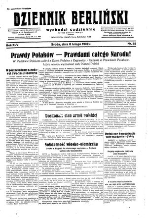 Dziennik Berliński on Feb 8, 1939
