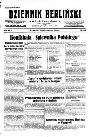 Dziennik Berliński vom 23.02.1939