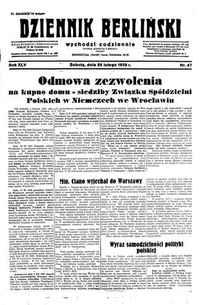 Dziennik Berliński vom 25.02.1939