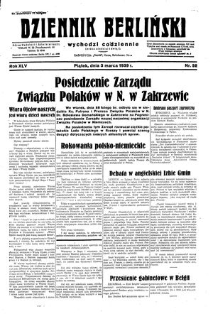 Dziennik Berliński vom 03.03.1939