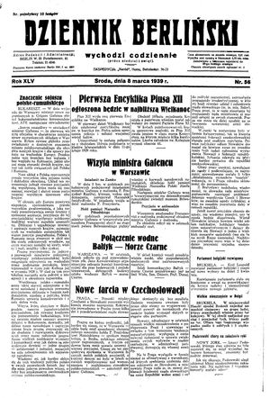 Dziennik Berliński vom 08.03.1939