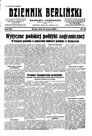 Dziennik Berliński vom 15.03.1939
