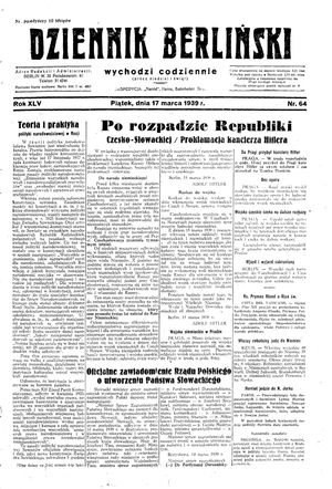 Dziennik Berliński vom 17.03.1939