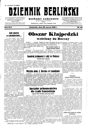 Dziennik Berliński vom 23.03.1939
