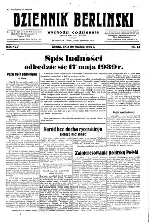 Dziennik Berliński vom 29.03.1939