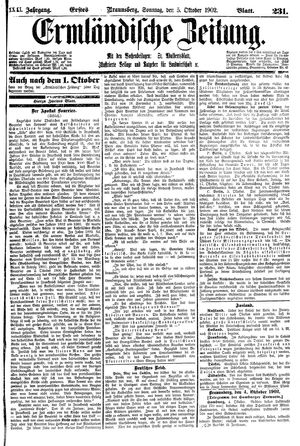 Ermländische Zeitung vom 05.10.1902