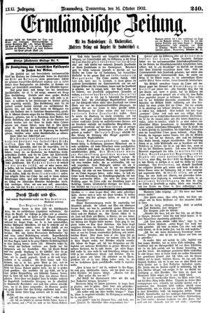 Ermländische Zeitung vom 16.10.1902