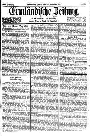 Ermländische Zeitung vom 28.11.1902