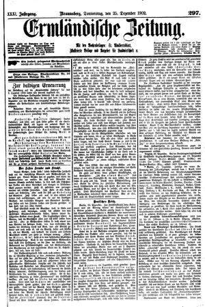 Ermländische Zeitung vom 25.12.1902