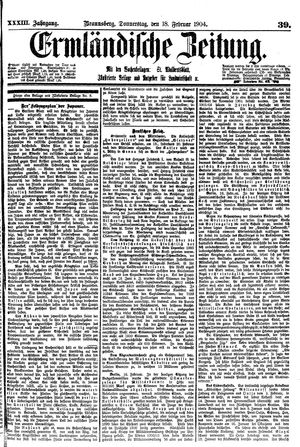 Ermländische Zeitung on Feb 18, 1904