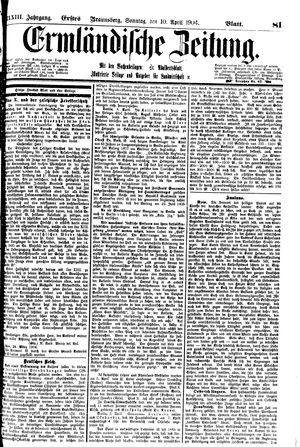 Ermländische Zeitung vom 10.04.1904