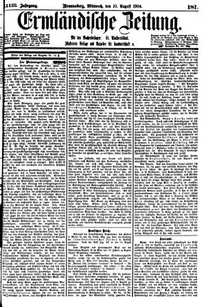 Ermländische Zeitung on Aug 10, 1904