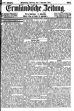 Ermländische Zeitung vom 07.09.1904